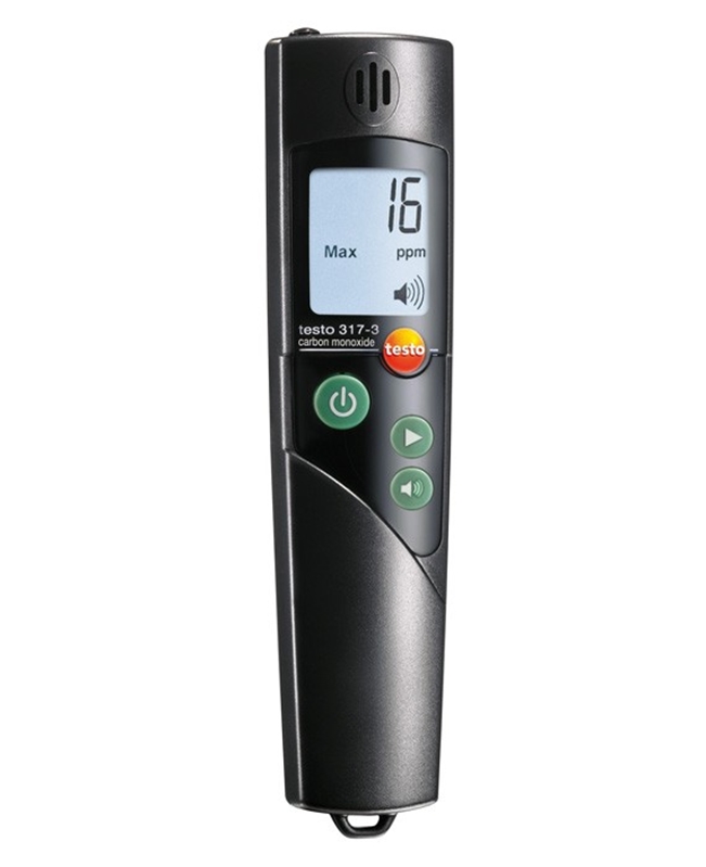 The testo 317-3 records ambient carbon dioxide levels. 