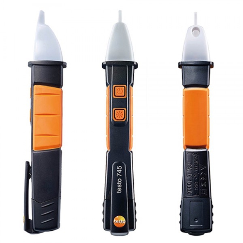 The testo 745 non-contact voltage tester offers visual and acoustic warning signals. 