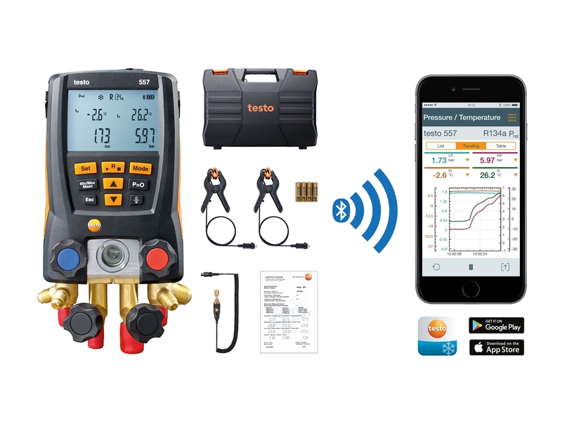 The testo 557 Digital Refrigeration Gauge is a comprehensive solution for monitoring refrigeration equipment.