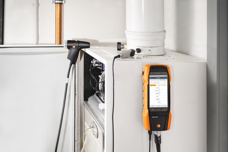 Testo's 300 flue gas analyser works best when digital connected with other smart devices.